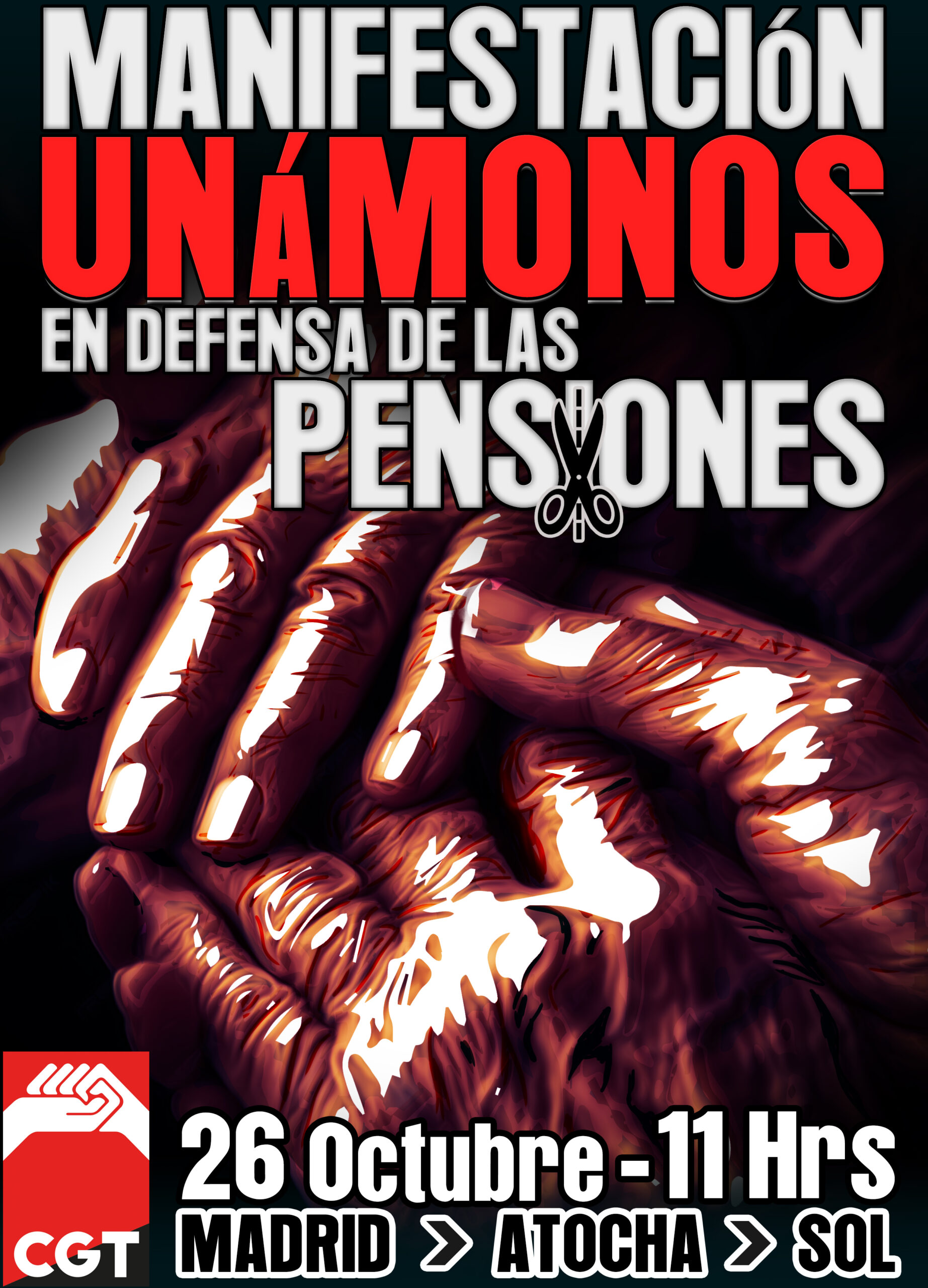 Cartel maní pensiones 26O